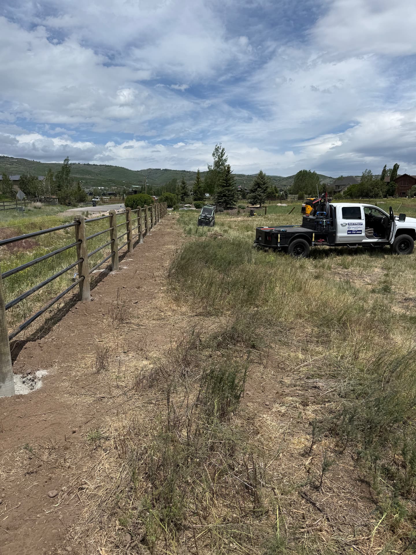Ranch rail fence installation on acreage in Park City, Utah